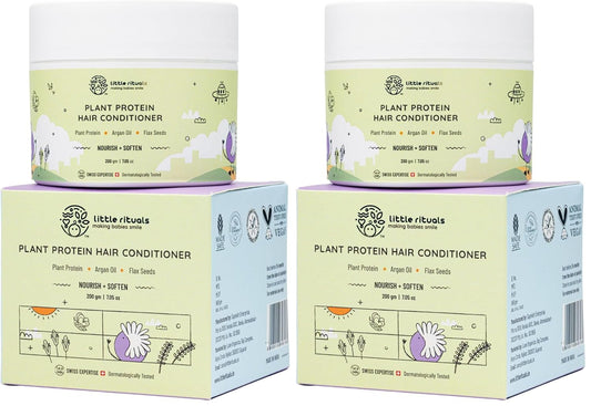 Little Rituals Plant Protein Conditioner | Hair Mask & Normal & Curly Hair Products | Natural Shine & Strong Hair | Plant Protein, Flax Seeds, Argan Oil & Conditioner for Frizzy Hair | MADE SAFE | pH Balanced | 200 gm
