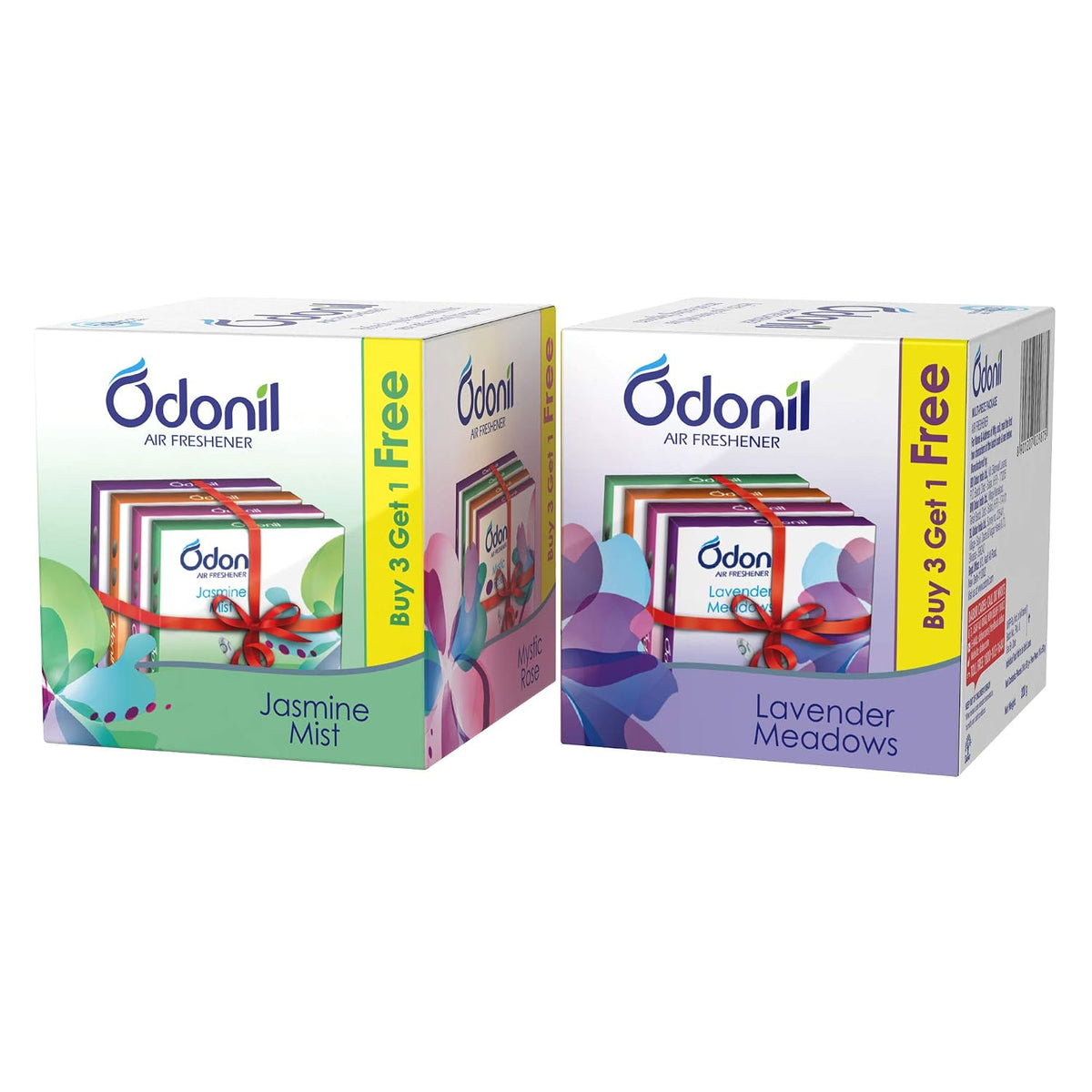 Odonil Bathroom Air Freshener Blocks - 150G (75G*2) |Jasmine & Lavender| Long Lasting Fragrance, 600 Count