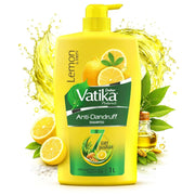 Dabur Vatika Lemon Anti-Dandruff Shampoo - 1 L | Reduces Dandruff from 1st Wash | Moisturises Scalp | Provides Gentle Cleansing, Conditioning & Nourishment to Hair