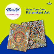 Fevicryl DIY Art of India Kalamkari Art kit | DIY Acrylic Painting Set with Acrylic Paints 12 Shades | Set of 2 Round Brushes | Pre-Designed Canvas 8 x10 | Ideal for Festive Gifting