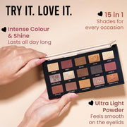 INSIGHT All Eyes On You Eyeshadow Palette (17 g) | Mix of 15 Matte, Shimmer & Metallic Shades | Smooth Texture | Intense Pigment | One Stroke Payoff | Transfer Proof | Long Lasting | Easy Blending | Beginner Friendly Eye Makeup Kit