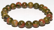 ASTRODIDI Green Unakite Stone Healing Crystal Round Beaded Gemstone Bracelet for Men and Women Handmade and Stretchable