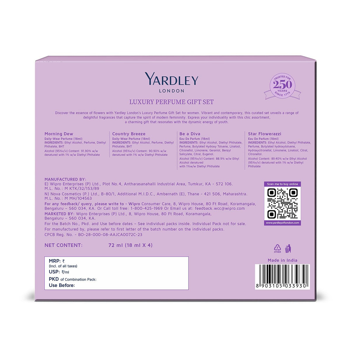 Yardley London Women Luxury Floral Liquid Perfume Gift Set, 15 ML