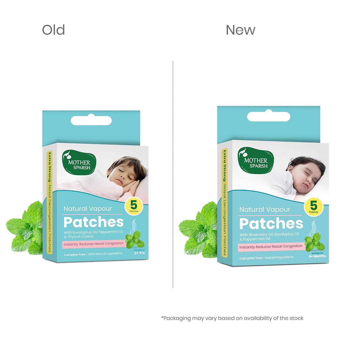 Mother Sparsh Natural Vapour Patches For Kids With Eucalyptus Oil, Peppermint Oil & Thymol Crystal (Camphor Free) | Quick Relief from Runny Nose & Nasal Congestion | Lasts Upto 8 Hrs-(Pack of 5)