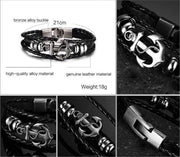 Shining Diva Fashion Leather Multi Strand Bracelet for Men and Boys