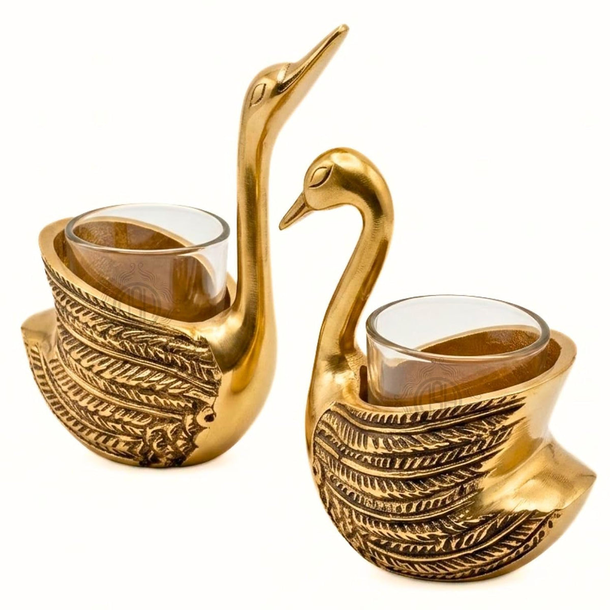 DSH Metal Swan Pair Candle Holder with Votives Aluminum Swan Showpiece for Living Room Elegant Tabletop Decoration Item for Diwali, Housewarming, Bedroom, Office & Dining Table Gifts