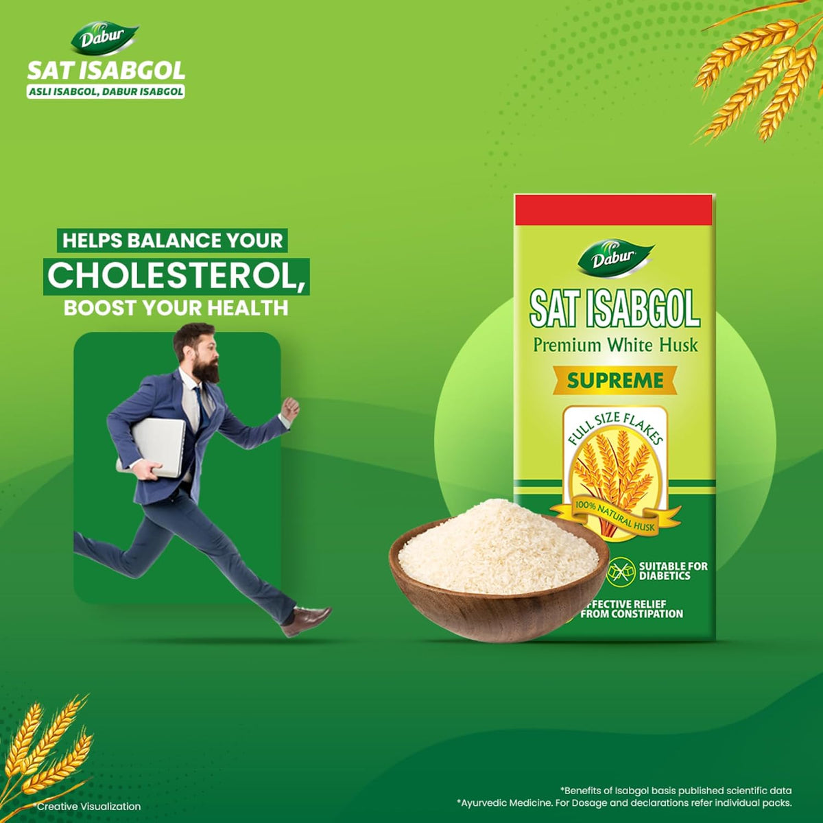 Dabur Sat Isabgol (Psyllium Husk) - 50g | Rich in Fiber | Provides Effective Relief from Constipation & Bloating | Promotes Bowel Health | Non-Habit Forming | 100% Ayurvedic