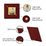 DIVINITI Baba Deep Singh Ji 24K Gold Plated MDF Photo Frame|Premium Religious Table Top Frame for Home, Office & Prayer Room|Luxury Spiritual Gift Item for Housewarming, Festive Gifting|10 x 10 CM
