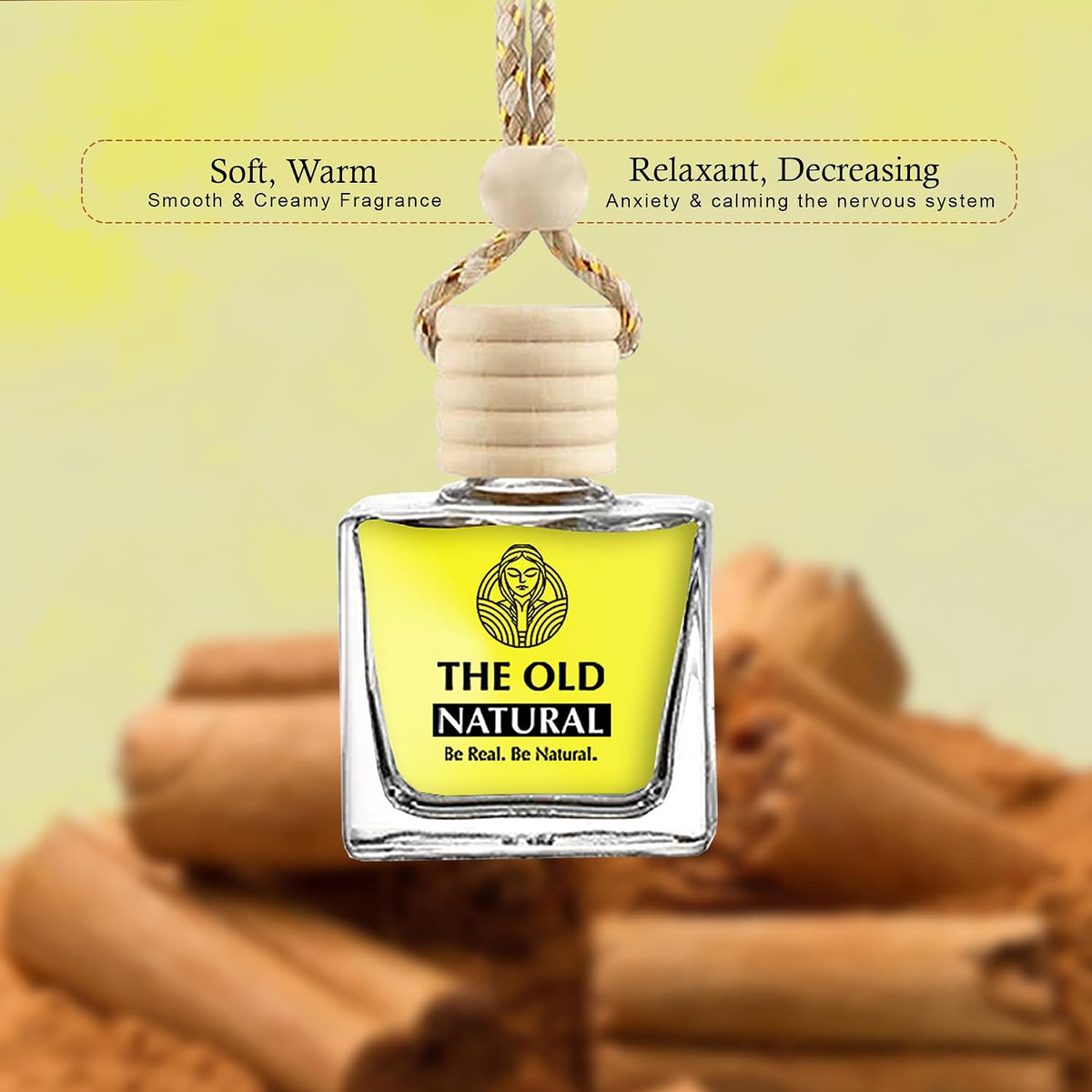 The Old Natural Car Perfumes with Essential Oils Fragrance in Glass bottle with Wooden Diffuser Lid | 10ml (Sandal Twig - Pack of 1, 10ml)