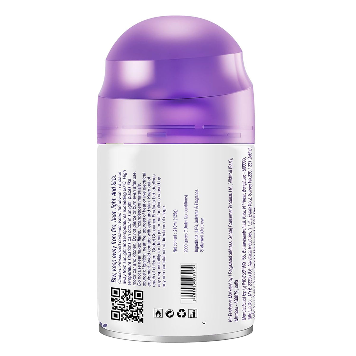 Godrej aer Matic Automatic Room Fresheners Refill Pack | Violet Valley Bloom | 2000 Sprays Guaranteed | Lasts up to 60 days (210ml)