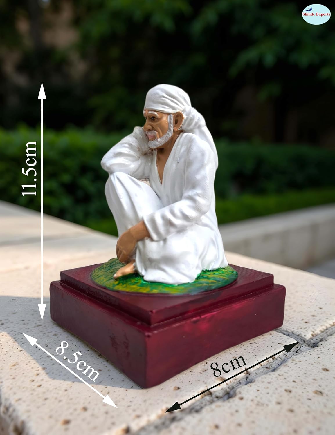 SHINDE EXPORTS shirdi saibaba Marble Small Statue Idol for car Dashboard Gifting Pooja Room 4.5 inches (White)
