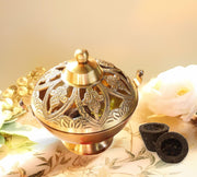 DSH Brass Incense Burner Dhoop Dani Dhuni Brass Incense Loban Sambrani Burner Dhuna Dani Arti Loban Dani Dhoop Burner for Puja Home Mandir.
