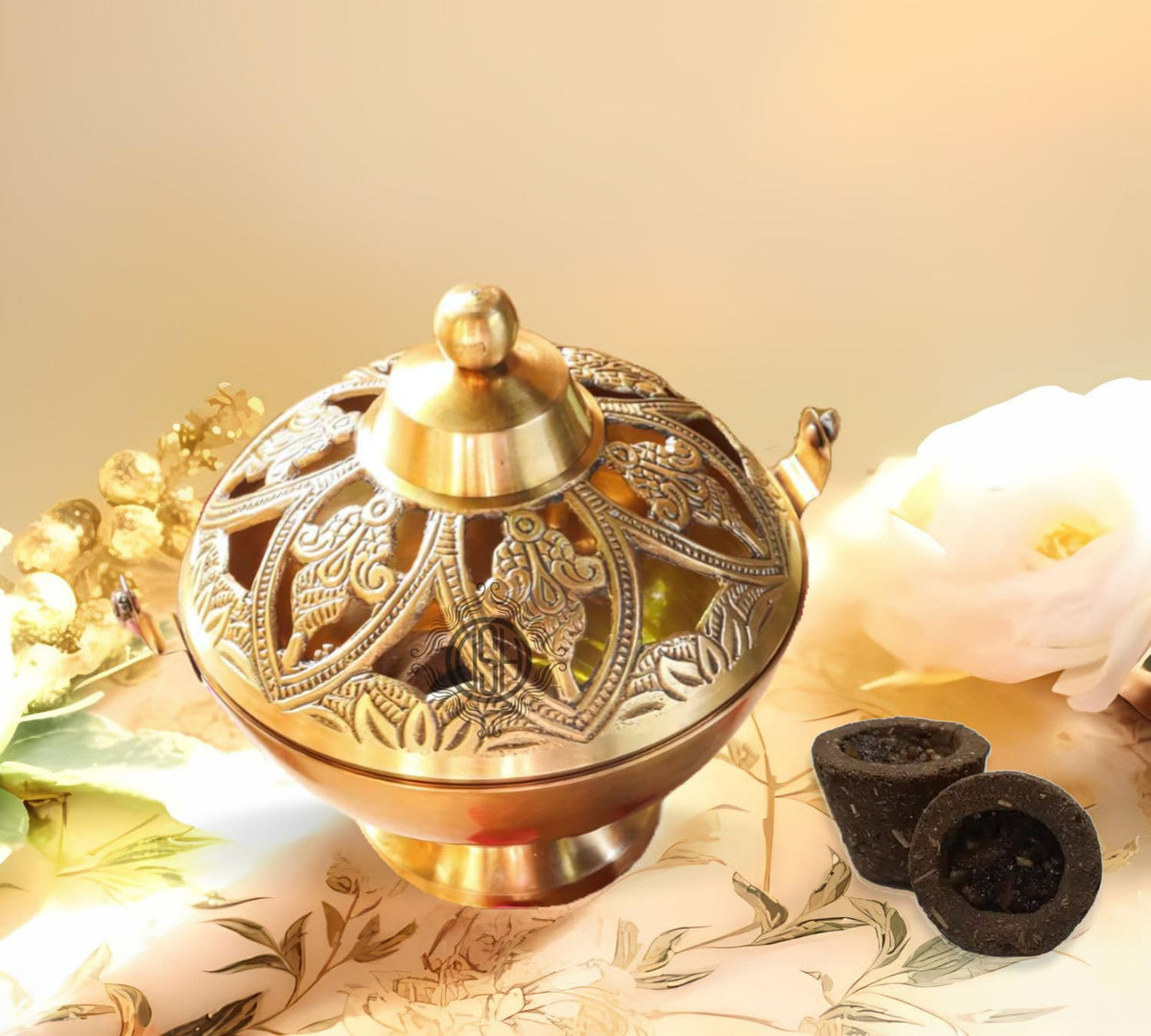 DSH Brass Incense Burner Dhoop Dani Dhuni Brass Incense Loban Sambrani Burner Dhuna Dani Arti Loban Dani Dhoop Burner for Puja Home Mandir.