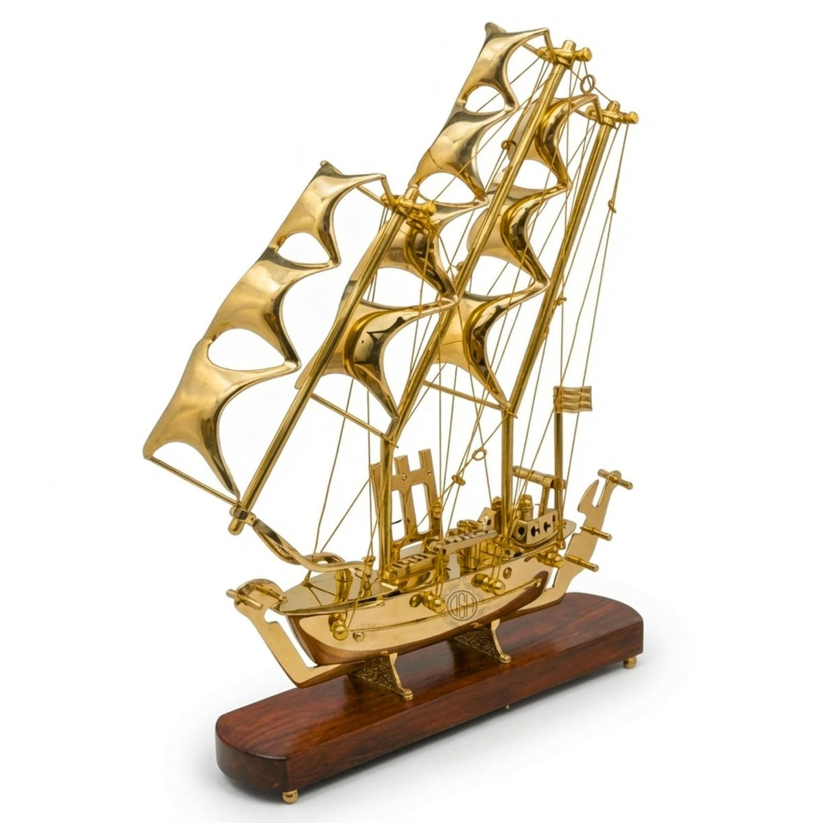 DSH Pure Brass Ship with Wooden Base Showpiece Item Perfect for Home Decoration and Gifting. (10 Inch)