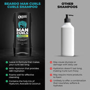 Beardo Man Curls Shampoo for Frizzy, Dry, Wavy & Curly Hair | Moisturizing Gentle Cleanser | Infused with Hyaluron, Avocado & Coconut | Sulphate, Silicone & Parabens Free | 200ml
