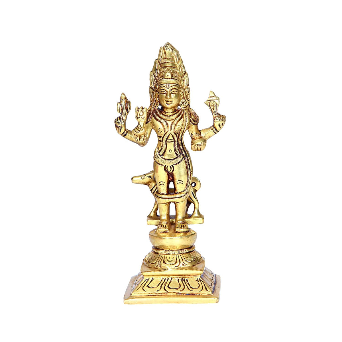 Aalayam Selveer Kaal Bhairav Idol | Kala Bairava Idol | Kalabhairava Idol Brass | Kala Bairavar Statue Brass 16 CM Height, Gold Colour 1 No