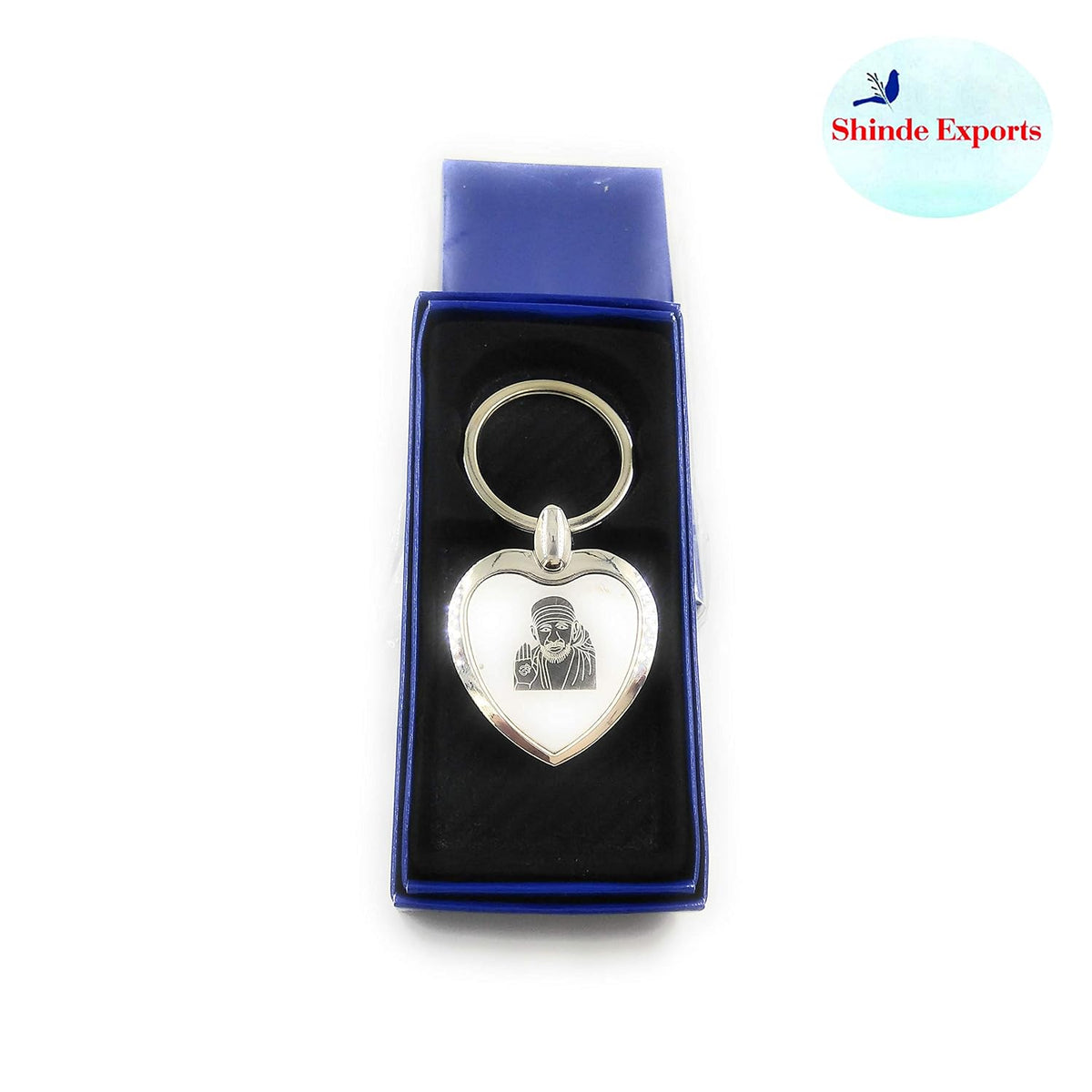 SHINDE EXPORTS Shirdi Sai Baba Stainless Steel Key Chains for car, Home and Bike (Heart Design)