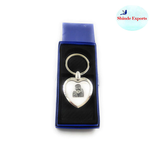 SHINDE EXPORTS Shirdi Sai Baba Stainless Steel Key Chains for car, Home and Bike (Heart Design)
