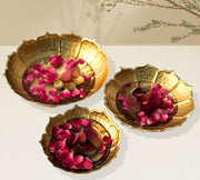 DSH Urli Bowl Round Flower Border Designer Bowl for Flowers and Tea Light Candles Home,Office and Table Decor Best Gift for Diwali Decor, (Set of 3)
