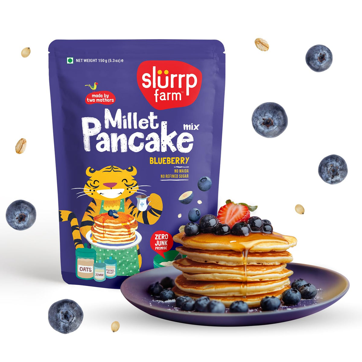 Slurrp Farm Blueberry Millet Pancake Mix | No Maida, 150g