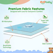 OYO BABY Pack of 2 Large Waterproof Dry Sheets 140×100 cm | Baby & Kid Mattress Protector | Quick Dry, Extra Absorbent, Breathable Fabric | Suitable for 0-10 Years - Sea Blue