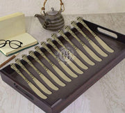 DSH Brass Handcrafted Butter Knife Multifunctional Butter Knife For Cold Butter Grater Cheese Spreader For Home Kitchen Breakfast And Dinner.(BR-KNIFEking-12P)