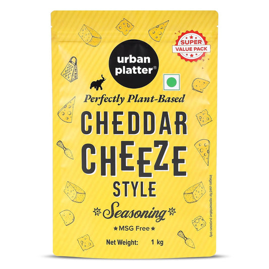 Urban Platter Cheddar Cheese Style Seasoning, 1 kg (Perfectly Plant-based | Ideal for Pop Corn, Fries, Pasta, and more | Super-Value pack)