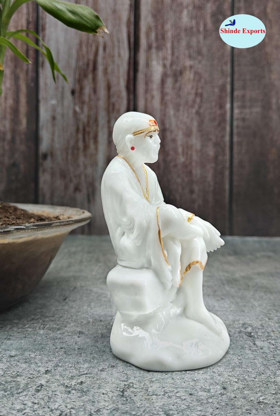 SHINDE EXPORTS shirdi saibaba Marble Idol Statue murti Home Murty for car (4.5 inches)