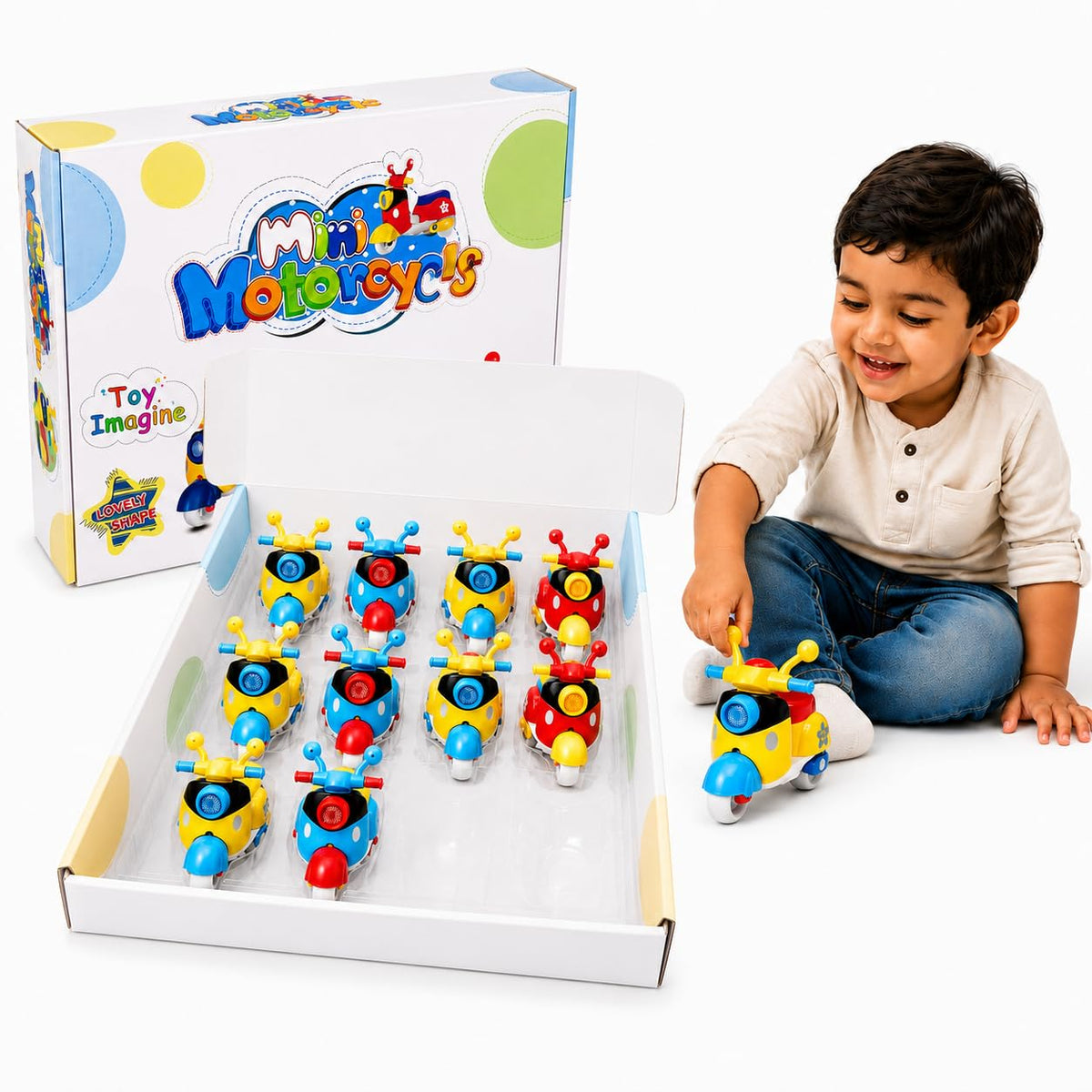 Toy Imagine Pack of 12 Mini Scooter Toy for Kids 3-12 Ages