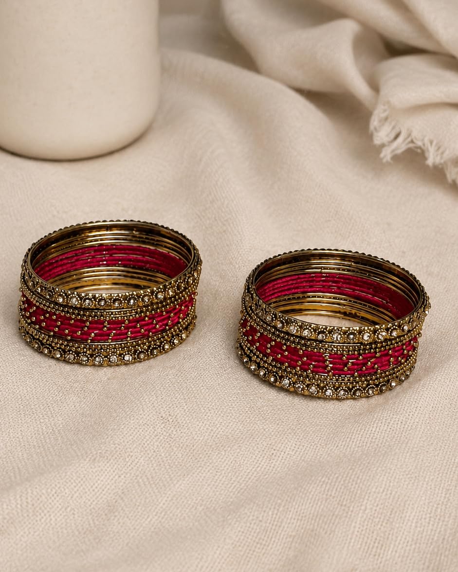 NMII Bangle Set for Women (Red) (G413_Red-2.8)