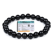 Astrodidi Natural Certified Black Agate Kala Hakik Stone Bracelet for Men & Women | Brings Peace, Occult Success, Balances Shiva & Shakti Energies and Protects from all Negative Energy | 8mm Bead size, Pack of 1