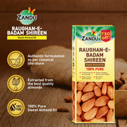 Zandu Raughan-E-Badam Shireen Sweet Almond Oil 100% Pure & Natural Cold Pressed 50Ml