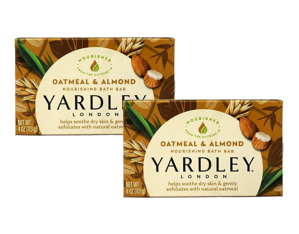 Yardley London Moisturizing Bar Oatmeal & Almond with Natural Oats 4.25 oz (Pack of 2)