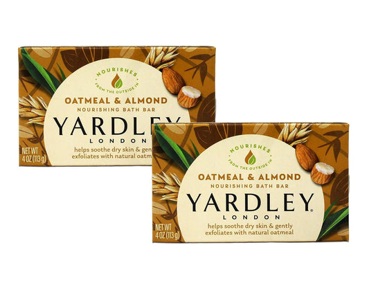 Yardley London Moisturizing Bar Oatmeal & Almond with Natural Oats 4.25 oz (Pack of 2)