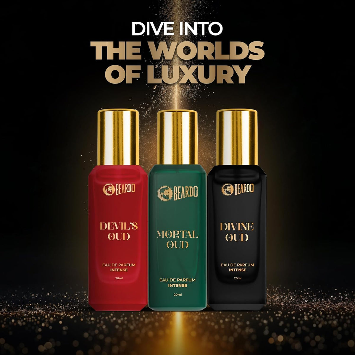 Beardo Oud Perfumes Giftset for Men - Three Worlds of Oud 3x20ml | Devil's, Mortal & Divine | Long lasting Perfume for Men | Luxury Perfume giftset for Men | Anniversay Gift | Gift for boyfriend, Hudsband, Friend | Rakhi Gift for Brother | Gift for Brother