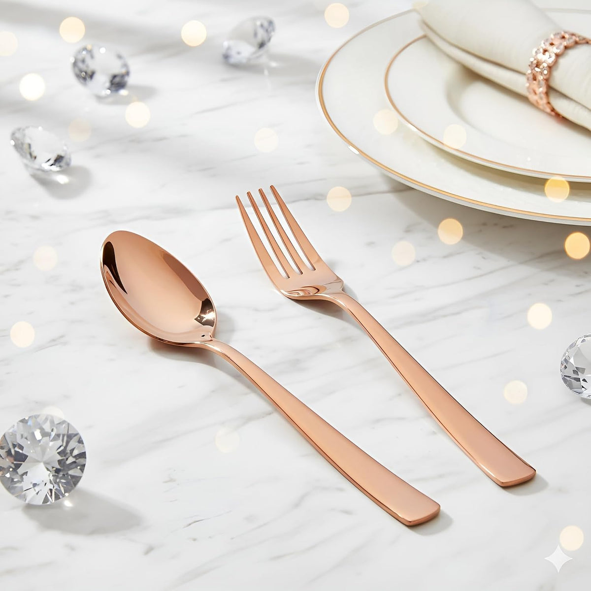 Parage 12 Pieces Stainless Steel Rose Gold Cutlery Set, 16 cm Each, Premium Spoon & Fork Set for Home & Kitchen, PVD Rose Gold Flatware, Elegant Dining (6 Dinner Spoons & 6 Dinner Forks)