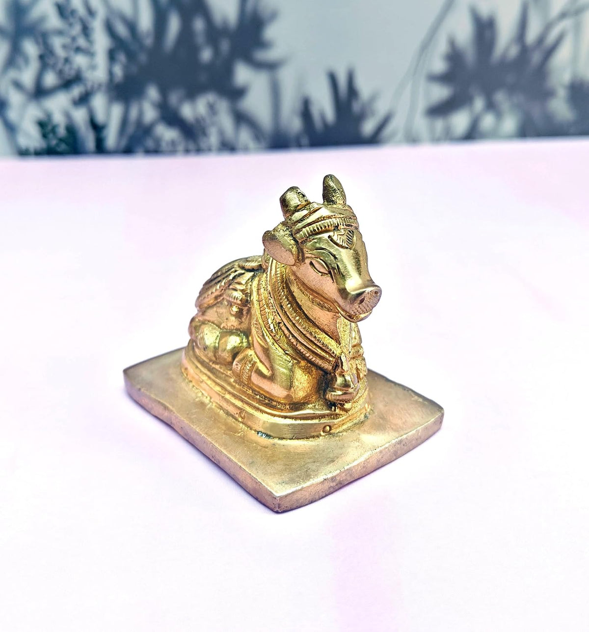 SHINDE EXPORTS Small Brass Nandi Idol Statue vastu Bull murti for Pooja at mandir Home (Heavy Nandi 280gms)