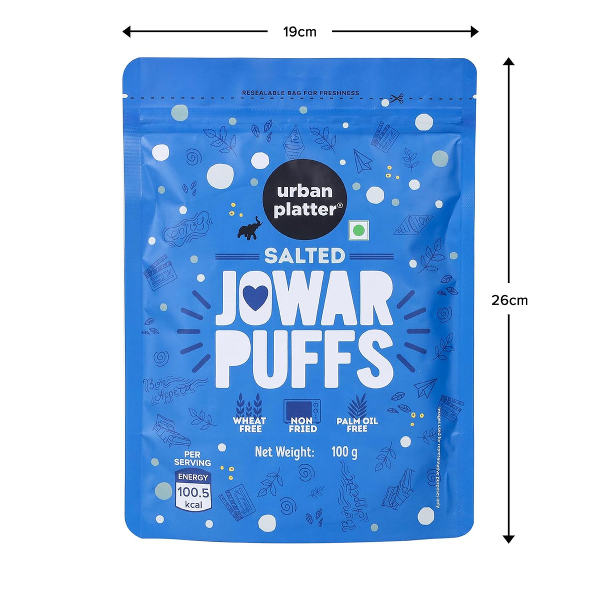 Urban Platter Jowar Puffs, 100g (Gluten-Free | Palm Oil-Free | Baked, Not Fried | Light & Crunchy | Sorghum Puffs)