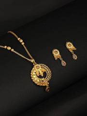 Priyaasi Maroon Ruby Kundan Gold Plated Jewellery Set
