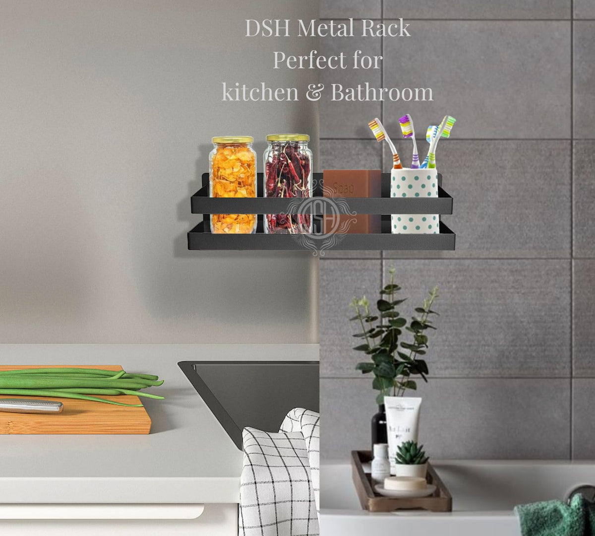 DSH Metal Wall Mounted Multi-Purpose Shelf and Rack for Living Room Bedroom Kitchen Space Saving Bathroom Organizer Shelf. (Pack of 1)