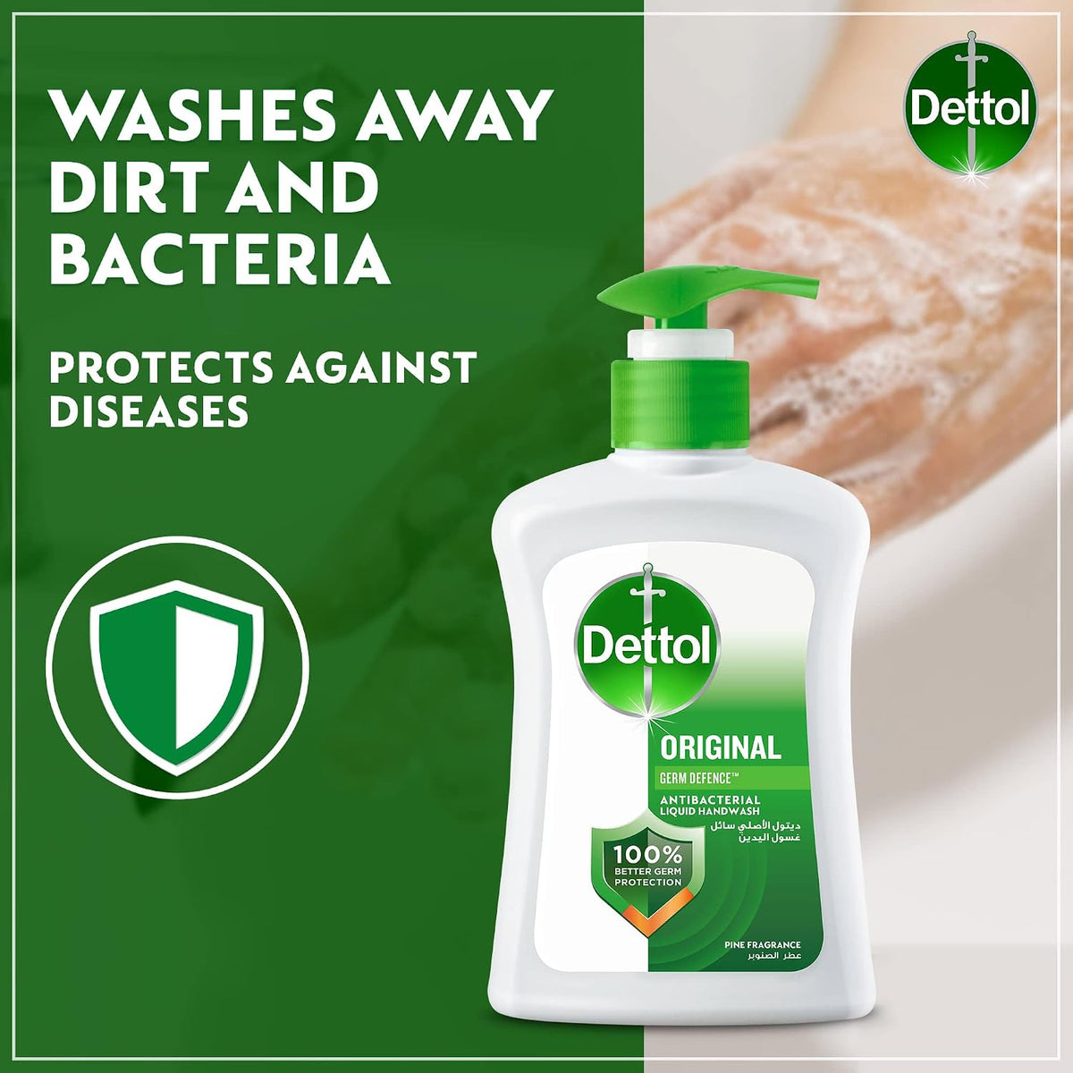 Dettol Liquid Handwash Dispenser Bottle Pump (Pack of 3 - 200ml each)- Original Hand Wash | Germ Defence Formula | 10x Better Germ Protection