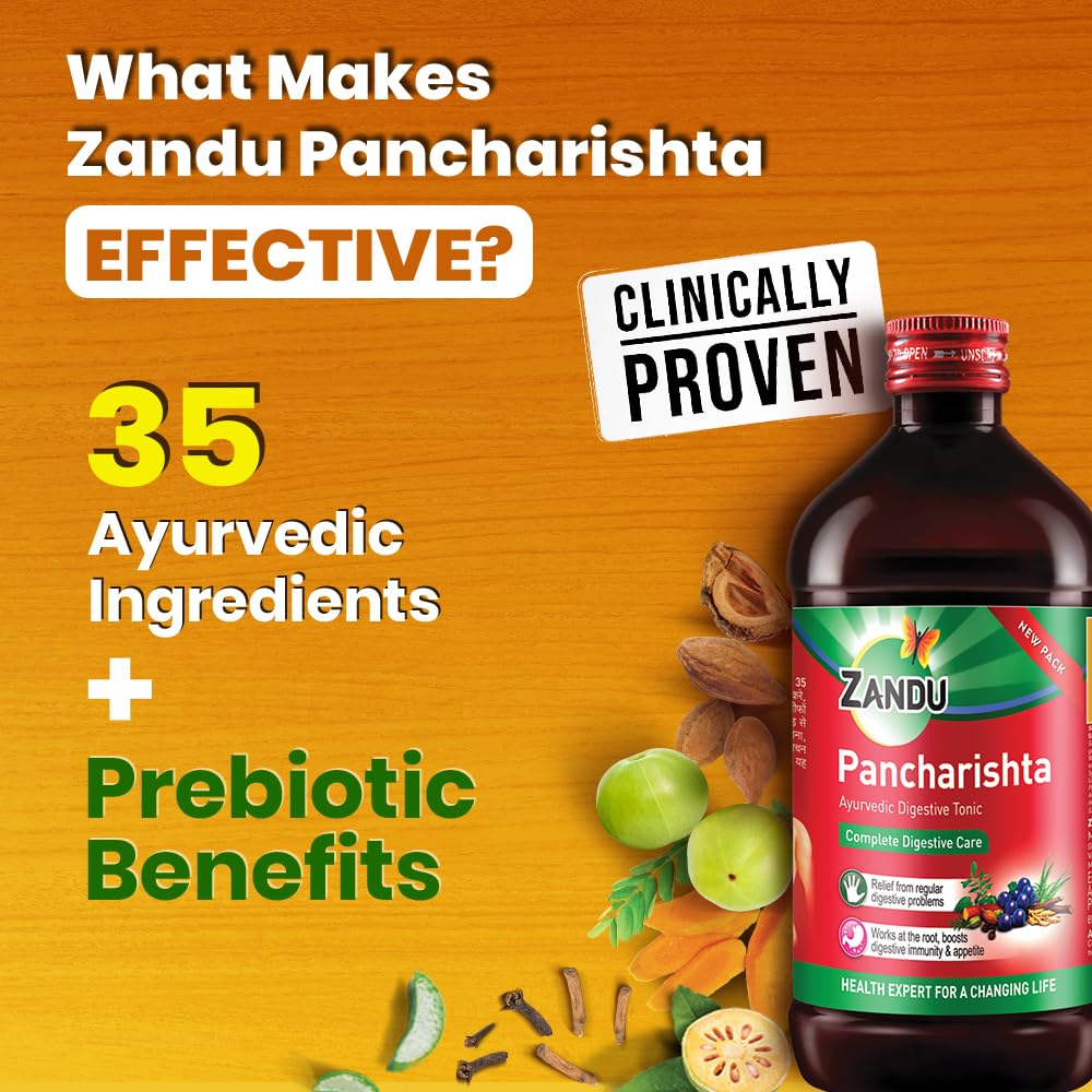 Zandu Pancharishta Ayurvedic Digestive Tonic 900ML | 15 Day Pack | Relief from Regular Gas, Bloating, Acidity & Indigestion From the Root
