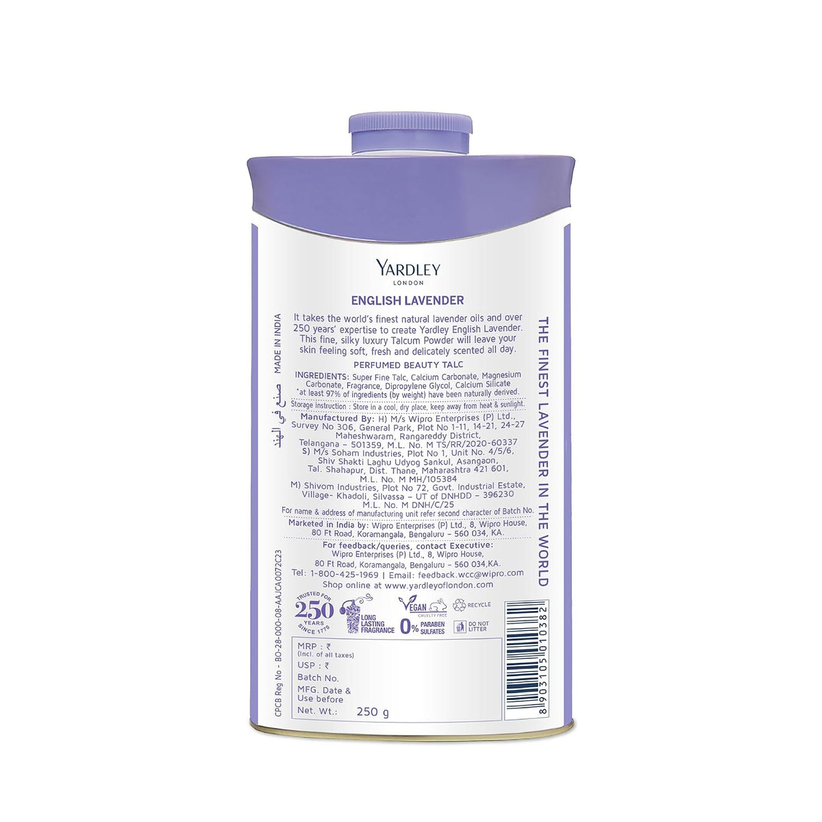 Yardley London English Lavender Perfumed Beauty Talc For Fragrant Glow|250g