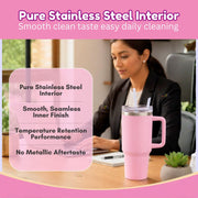 Toy Imagine Stainless Steel Insulated Tumbler with Handle, Lid & Straw | Hot & Cold Large Travel Mug Water Cup for Gym, Office & Outdoor Use | Leakproof | 1200 ml(Pink)