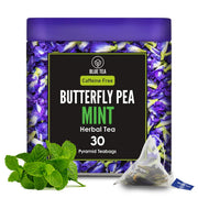 BLUE TEA - Butterfly Pea Mint Tea - 30 Tea Bags | REFRESHING BLEND | Aparajita - Shankhpushpi | Antioxidant - Flower Based - Herbal Tea - Caffeine-Free | Tin Pack
