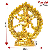KridayKraft Aluminium India Metal Shiva Idol Natraj Statue Statue for Home Decor -Gold Plated Dancing Shiva Natraja/Natrajan Showpiece Figurine Murti Deccoration & Gifts