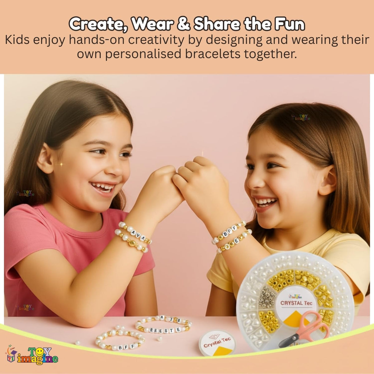 Toy Imagine DIY Bracelet Making Kit for Girls, 20-Compartment Bead Set