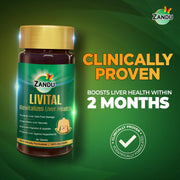 Zandu Livital Liver Detox Tablets – Clinically Proven for Liver Detox & Health Support in 2 Months | 90 Tabs X 2 | 100% Ayurvedic Formula with Bhringaraj & Guduchi | Ayurvedic Alternative to Milk Thistle
