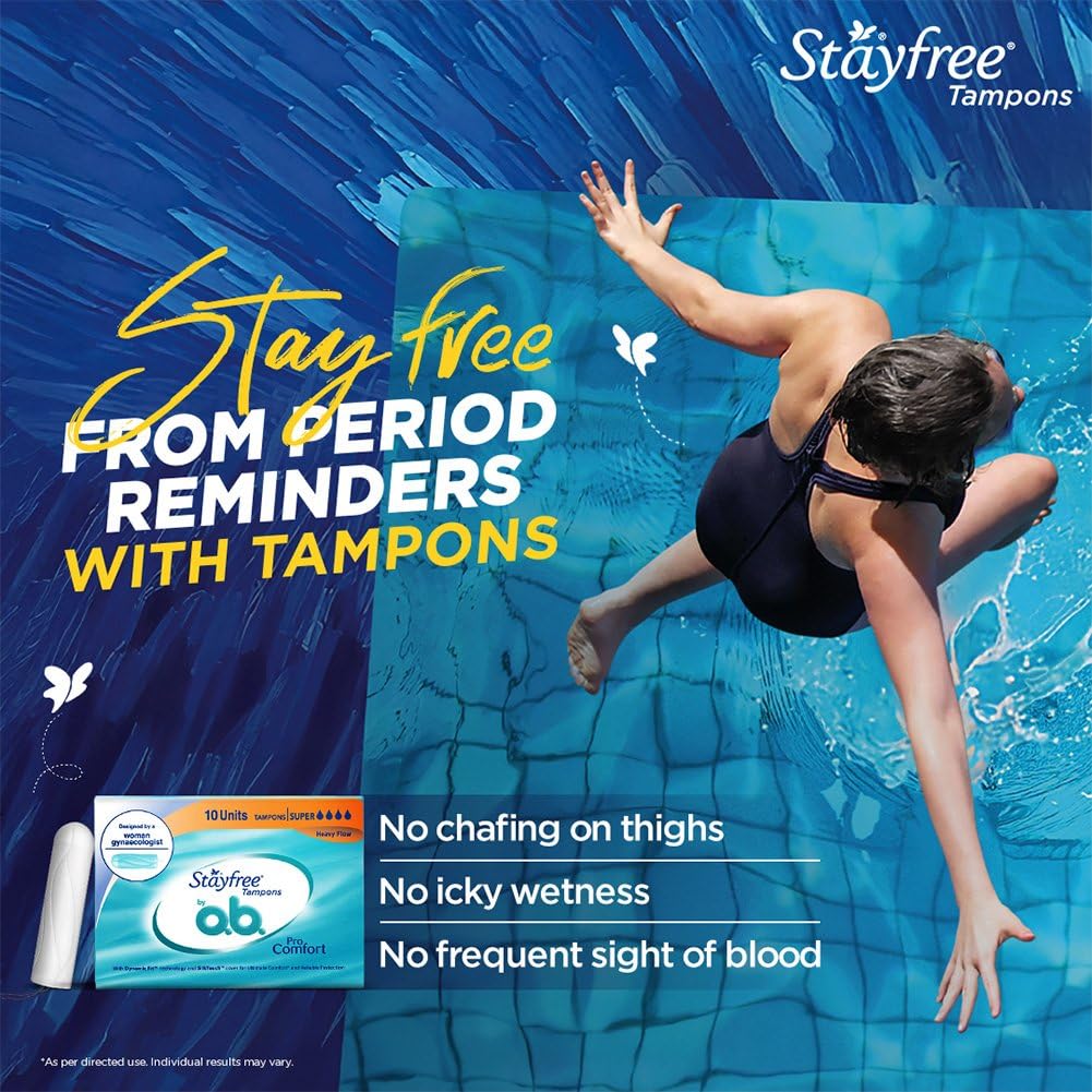 Stayfree Tampons by OB Super 10's | Heavy Flow | Dynamic Fit Technology | Rash & Stain free | No skin irritation| Upto 100% leakage protection | Silk touch technology