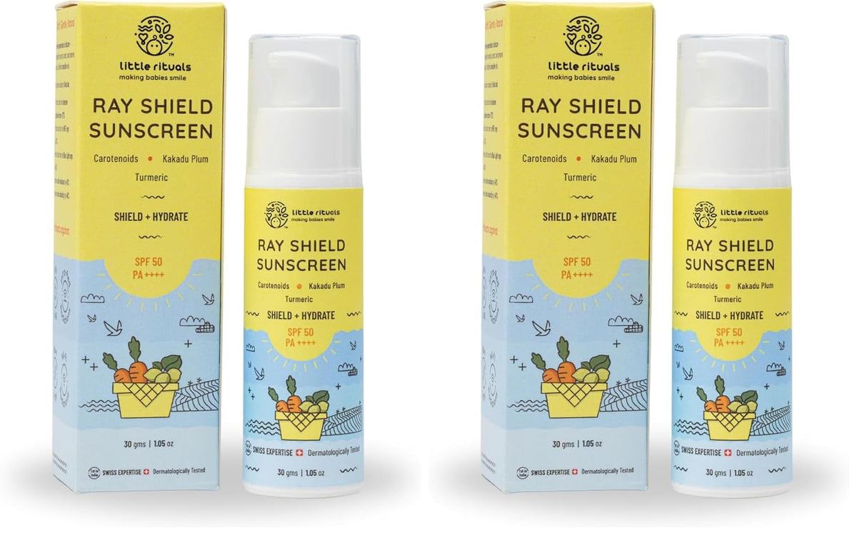 Little Rituals Baby Sunscreen for Kids 0-15 Yrs SPF 50 PA++++ Organic & Natural Lotion, UVA UVB IR, Blue Light, Wifi Radiation, Protection, Hypoallergenic, SWISS Tech, Daily Use Sunblock - 30gm